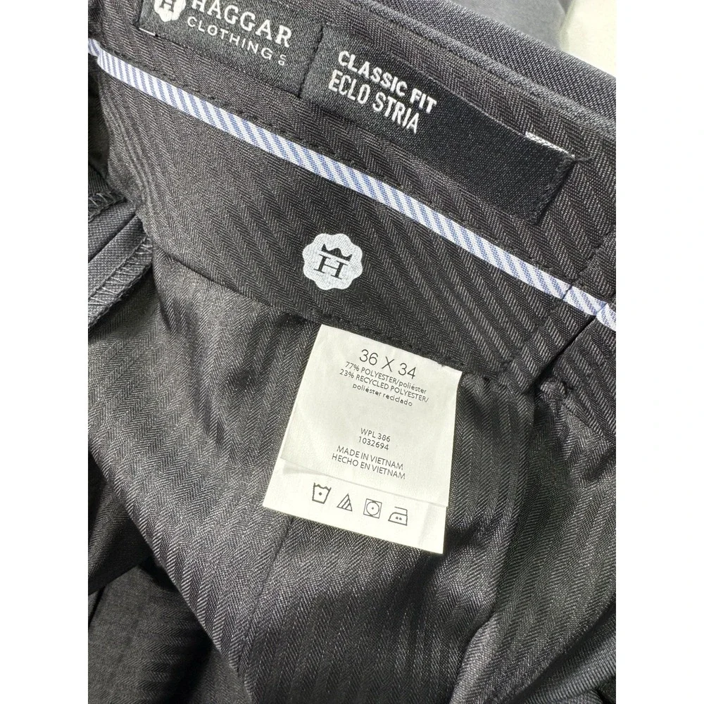 Haggar Men’s 40x32 E-Clo Dress Pant NWT Black Cuffed Classic Fit Career Casual